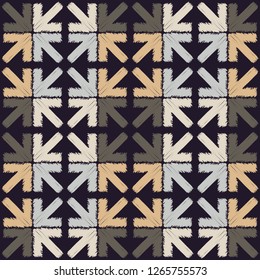 Ethnic boho seamless pattern. The shapes of the arrows with shading. Traditional ornament. Tribal pattern. Folk motif. Can be used for wallpaper, textile, invitation card, web page background.