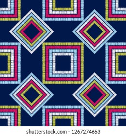 Ethnic boho seamless pattern. Shapes from strips of hand-shading. Traditional ornament. Tribal pattern. Folk motif. Can be used for wallpaper, textile, invitation card, web page background.