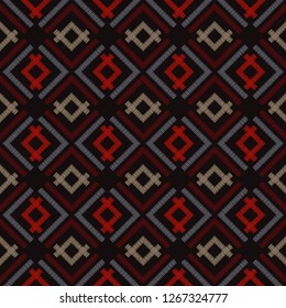 Ethnic boho seamless pattern. Shapes from strips of hand-shading. Traditional ornament. Tribal pattern. Folk motif. Can be used for wallpaper, textile, invitation card, web page background.