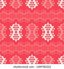 Ethnic boho seamless pattern. The shapes of the triangles. Traditional ornament. Tribal pattern. Folk motif. Can be used for wallpaper, textile, invitation card, wrapping, web page background.