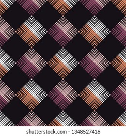 Ethnic boho seamless pattern. Shapes of dots and pixels. Patchwork texture. Weaving. Traditional ornament. Tribal pattern. Folk motif. Can be used for wallpaper, textile, invitation card, wrapping.