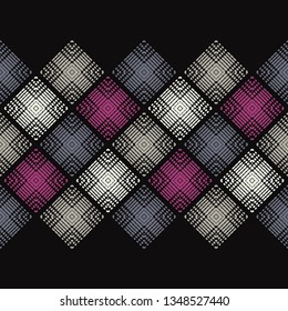 Ethnic boho seamless pattern. Shapes of dots and pixels. Patchwork texture. Weaving. Traditional ornament. Tribal pattern. Folk motif. Can be used for wallpaper, textile, invitation card, wrapping.