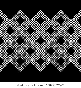 Ethnic boho seamless pattern. Shapes of dots and pixels. Patchwork texture. Weaving. Traditional ornament. Tribal pattern. Folk motif. Can be used for wallpaper, textile, invitation card, wrapping.