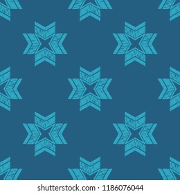 Ethnic boho seamless pattern. Snowflakes. Traditional ornament. Tribal pattern. Folk motif. Can be used for wallpaper, textile, invitation card, wrapping, web page background.