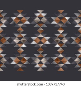 Ethnic boho seamless pattern. Striped figures. Patchwork texture. Weaving. Traditional ornament. Tribal pattern. Folk motif. Can be used for wallpaper, textile, invitation card, wrapping, web page.