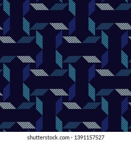 Ethnic boho seamless pattern. Striped figures. Patchwork texture. Weaving. Traditional ornament. Tribal pattern. Folk motif. Can be used for wallpaper, textile, invitation card, wrapping, web page.