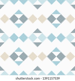 Ethnic boho seamless pattern. Striped figures. Patchwork texture. Weaving. Traditional ornament. Tribal pattern. Folk motif. Can be used for wallpaper, textile, invitation card, wrapping, web page.