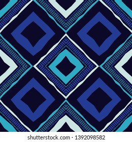 Ethnic boho seamless pattern. Striped figures. Patchwork texture. Weaving. Traditional ornament. Tribal pattern. Folk motif. Can be used for wallpaper, textile, invitation card, wrapping, web page.