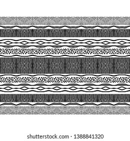 Ethnic boho seamless pattern. Texture with Zebra and Leopard spots. Patchwork texture. Weaving. Traditional ornament. Tribal pattern. Folk motif. Can be used for wallpaper, textile, invitation card.
