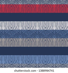 Ethnic boho seamless pattern. Texture with Zebra and Leopard spots. Patchwork texture. Weaving. Traditional ornament. Tribal pattern. Folk motif. Can be used for wallpaper, textile, invitation card.
