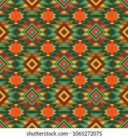 Ethnic boho seamless pattern. Traditional ornament. Geometric background. Tribal pattern. Folk motif. Textile rapport.