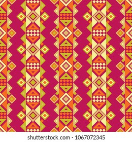 Ethnic boho seamless pattern. Traditional ornament. Geometric background. Tribal pattern. Folk motif. Textile rapport.