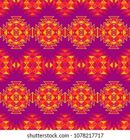 Ethnic boho seamless pattern. Traditional ornament. Geometric background. Tribal pattern. Folk motif. Textile rapport.