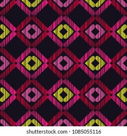 Ethnic boho seamless pattern. Traditional ornament. Geometric background. Tribal pattern. Folk motif. Textile rapport.