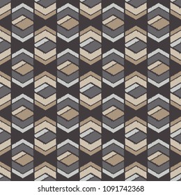 Ethnic boho seamless pattern. Traditional ornament. Manual hatching. Geometric background. Tribal pattern. Folk motif. Textile rapport.
