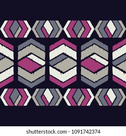 Ethnic boho seamless pattern. Traditional ornament. Manual hatching. Geometric background. Tribal pattern. Folk motif. Textile rapport.