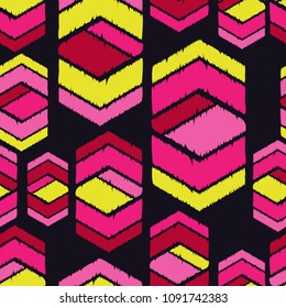 Ethnic boho seamless pattern. Traditional ornament. Manual hatching. Geometric background. Tribal pattern. Folk motif. Textile rapport.