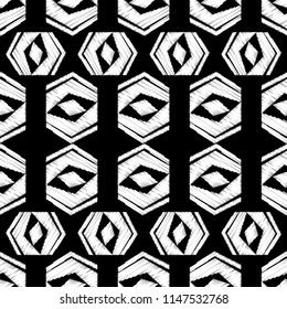 Ethnic boho seamless pattern. Traditional ornament. Geometric background. Tribal pattern. Folk motif. Textile rapport.