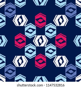 Ethnic boho seamless pattern. Traditional ornament. Geometric background. Tribal pattern. Folk motif. Textile rapport.