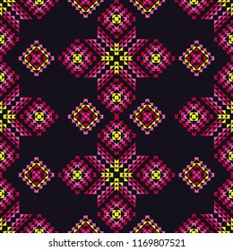Ethnic boho seamless pattern. Traditional ornament. Geometric background. Tribal pattern. Folk motif. Textile rapport.