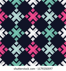 Ethnic boho seamless pattern. Traditional ornament. Geometric background. Tribal pattern. Folk motif. Textile rapport.