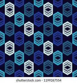 Ethnic boho seamless pattern. Traditional ornament. Brushwork. Hand hatching. Tribal pattern. Folk motif. Can be used for wallpaper, textile, invitation card, wrapping, web page background.