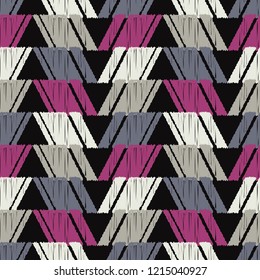 Ethnic boho seamless pattern. Traditional ornament. Brushwork. Hand hatching. Tribal pattern. Folk motif. Can be used for wallpaper, textile, invitation card, wrapping, web page background.