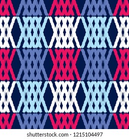 Ethnic boho seamless pattern. Traditional ornament. Brushwork. Hand hatching. Tribal pattern. Folk motif. Can be used for wallpaper, textile, invitation card, wrapping, web page background.