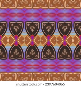 Patrón ininterrumpido del boho étnico. Ornamento tradicional. Patrón tribal. Motivo popular. Relación textil.