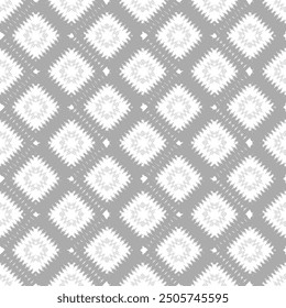 Ethnic boho seamless pattern. Traditional ornament. Simple Gray and white ikat diamond background patterns used textiles, wallpapers..,