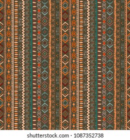 Ethnic boho seamless pattern. Tribal art print. Abstract background texture. Fabric design