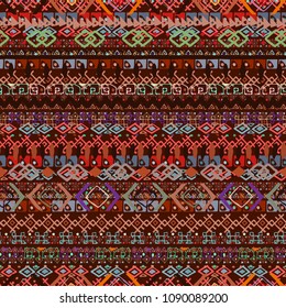 Ethnic boho seamless pattern. Tribal art print. Abstract background texture. Fabric design, carpet