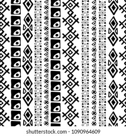 Ethnic boho seamless pattern. Tribal art print. Abstract geometric background texture. Fabric design