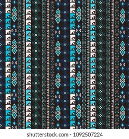 Ethnic boho seamless pattern. Tribal art print. Abstract geometric background texture. Fabric design