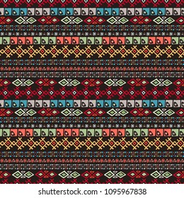 Ethnic boho seamless pattern. Tribal art print. Abstract geometric background texture. Fabric design