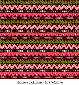 Ethnic boho seamless pattern. Tribal art print. Abstract geometric background texture. Fabric design