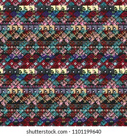 Ethnic boho seamless pattern. Tribal art print. Abstract background texture. Fabric design