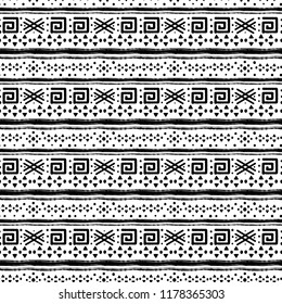 Ethnic boho seamless pattern. Tribal art print. Abstract geometric border background. Fabric design, wallpaper