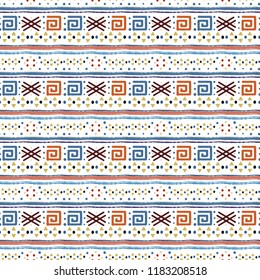 Ethnic boho seamless pattern. Tribal art print. Abstract geometric border background. Fabric design, wallpaper