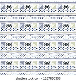 Ethnic boho seamless pattern. Tribal art print. Abstract geometric border background. Fabric design, wallpaper