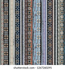 Ethnic boho seamless pattern. Tribal art print. Vintage repeating pattern. Background, ethno texture. Fabric design