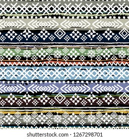  Patrón inquebrantable del boho étnico. Dibujo de arte tribal. Patrón de repetición popular. Fondo, textura étnica. Diseño de tejido