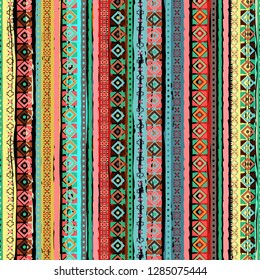 Ethnic boho seamless pattern. Tribal art print. Vintage repeating pattern. Background, ethno texture. Fabric design