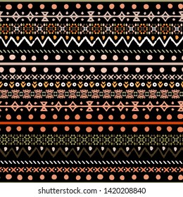 Ethnic, boho seamless pattern. Tribal art ornament. Abstract background texture. Geometric print. Fabric design, wallpaper