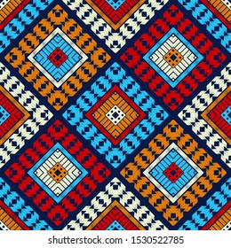 Ethnic boho seamless pattern. Tribal ornament. Folk motif. Vector illustration for web design or print.