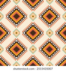 Ethnic boho seamless pattern. Tribal vector ornament. Aztec style, colorful fabric.