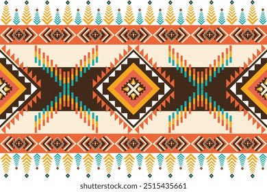 Ethnic boho seamless pattern. Tribal vector ornament. Aztec style, colorful fabric.