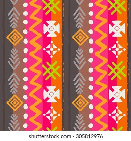 Ethnic boho seamless pattern. Tribal art print. Colorful border background texture. Fabric, cloth design, wallpaper, wrapping