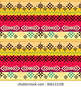 Ethnic boho seamless pattern. Tribal art print. Border colorful background texture. Fabric, cloth design, wallpaper, wrapping
