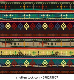 Ethnic boho seamless pattern. Tribal art boho print, border ornament. Background texture, decoration